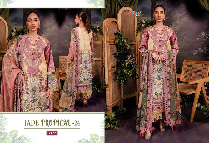 Jade Tropical 24 By Shree Embroidery Printed Cotton Pakistani Suits Wholesale Shop In Surat